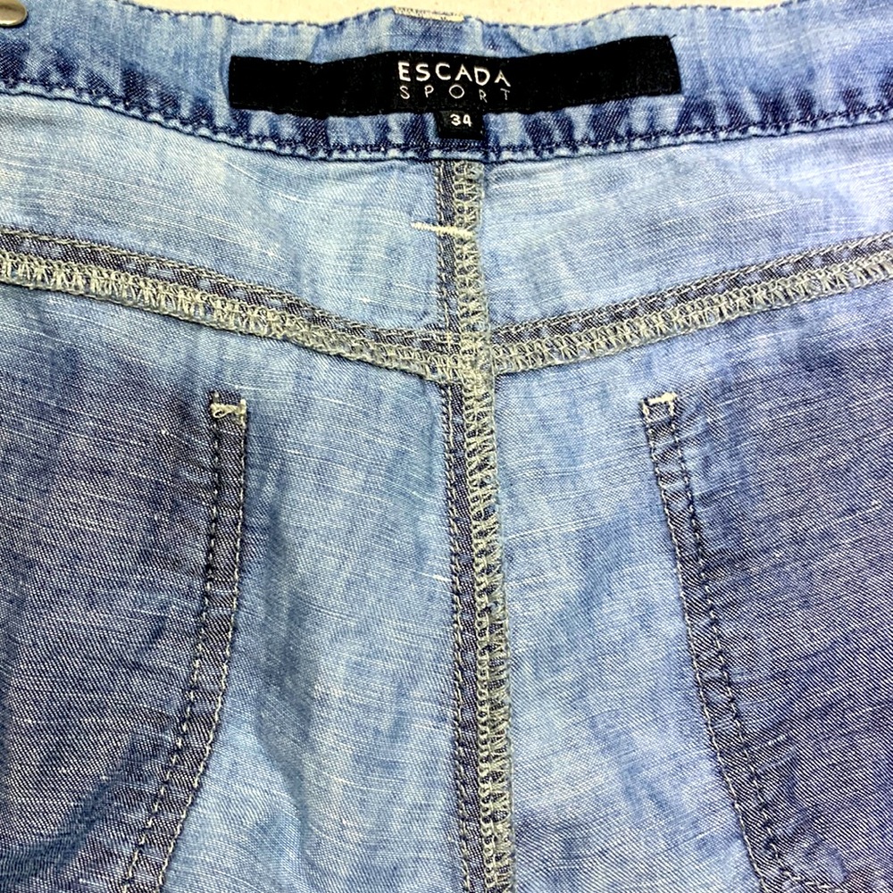 RARE Escada Sport Tina Linen&Cotton Blend Drawstring Jeans - Picture 11 of 17